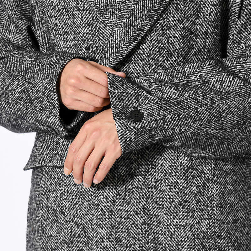STRUCTURED CHESTER COAT (HERRINGBONE) -BLACK-