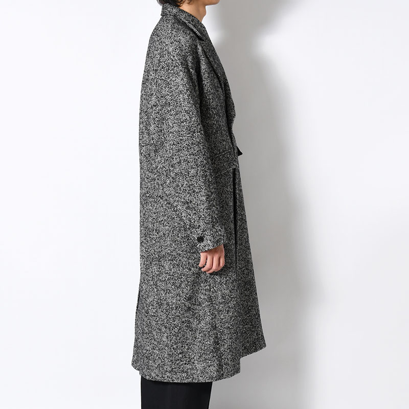 STRUCTURED CHESTER COAT (HERRINGBONE) -BLACK-