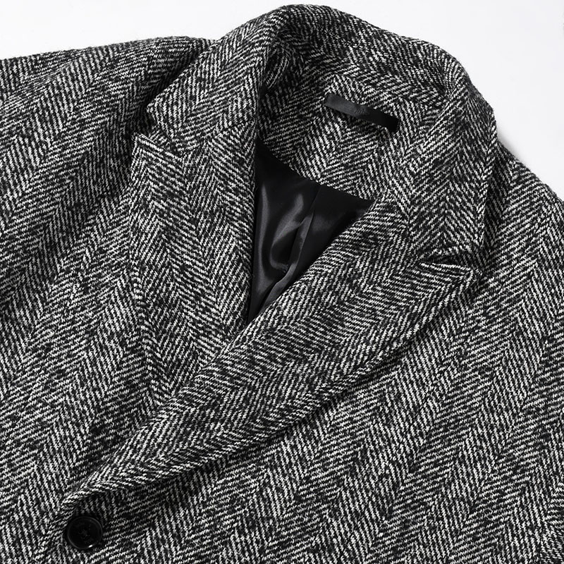 STRUCTURED CHESTER COAT (HERRINGBONE) -BLACK-