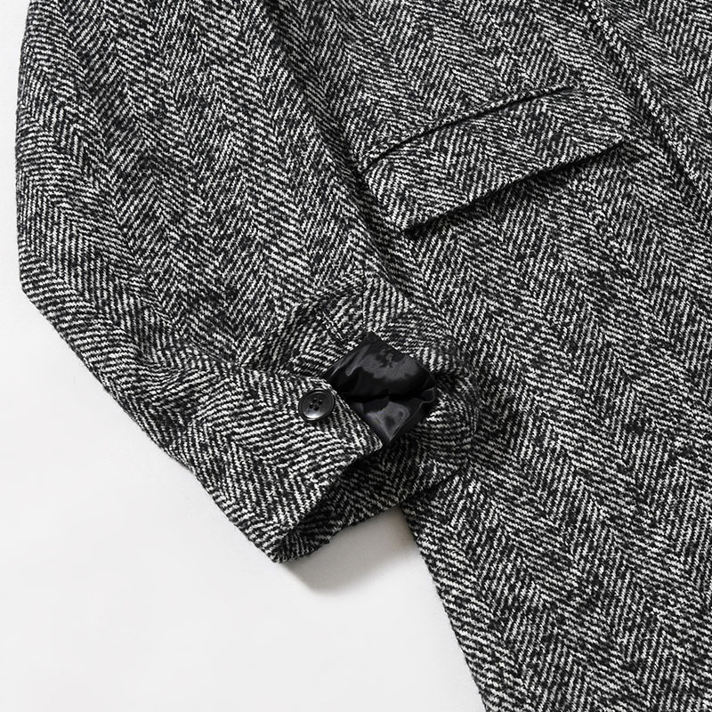 STRUCTURED CHESTER COAT (HERRINGBONE) -BLACK-