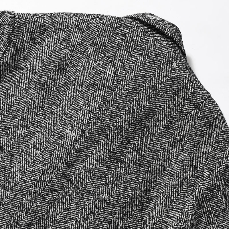 STRUCTURED CHESTER COAT (HERRINGBONE) -BLACK-