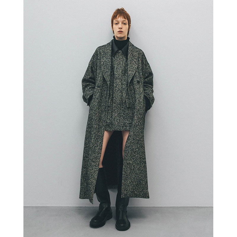 STRUCTURED CHESTER COAT (HERRINGBONE) -BLACK-