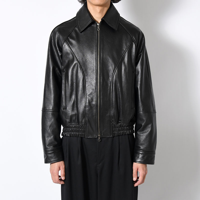 VEIL LEATHER JACKET -BLACK-