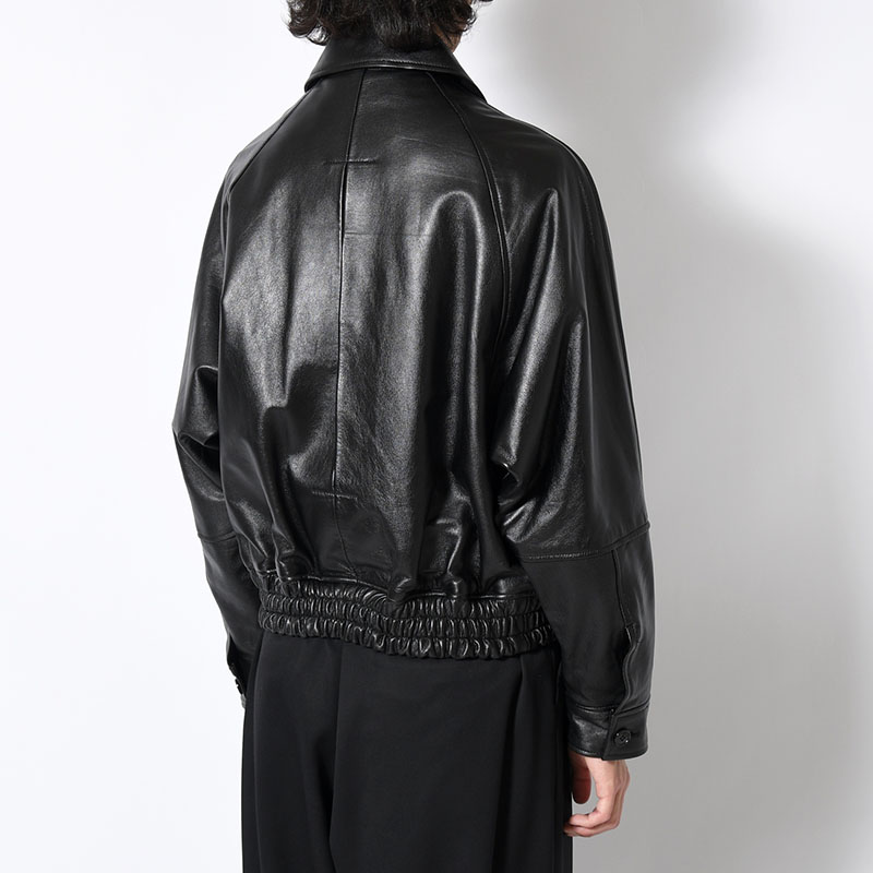 VEIL LEATHER JACKET -BLACK-