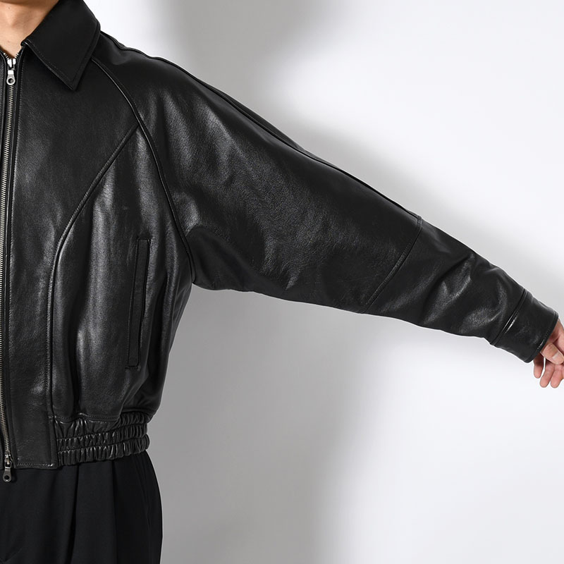 VEIL LEATHER JACKET -BLACK-