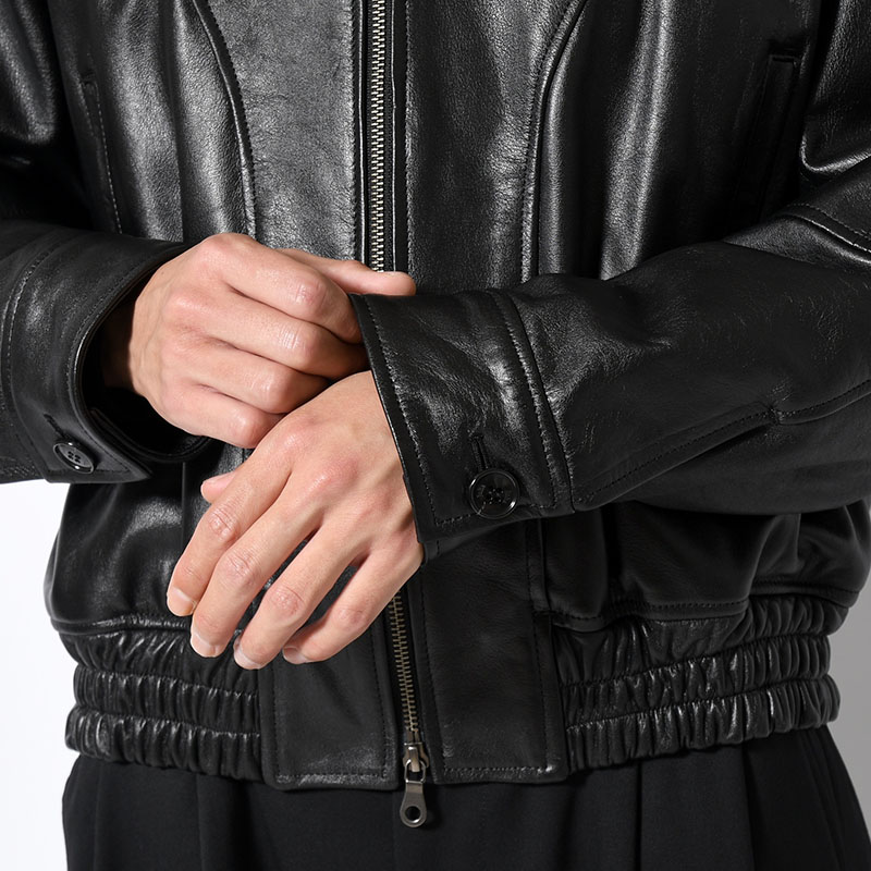 VEIL LEATHER JACKET -BLACK-