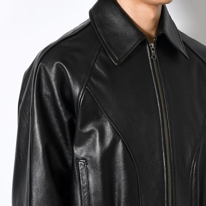 VEIL LEATHER JACKET -BLACK-