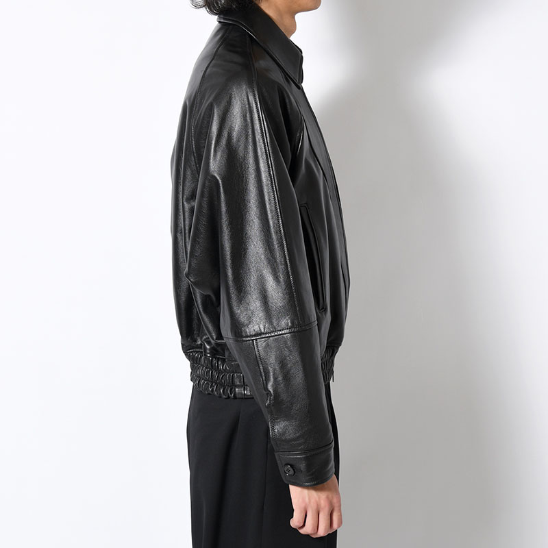 VEIL LEATHER JACKET -BLACK-