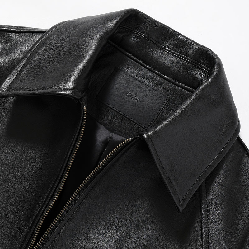 VEIL LEATHER JACKET -BLACK-