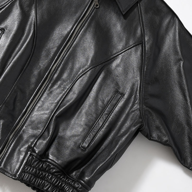 VEIL LEATHER JACKET -BLACK-