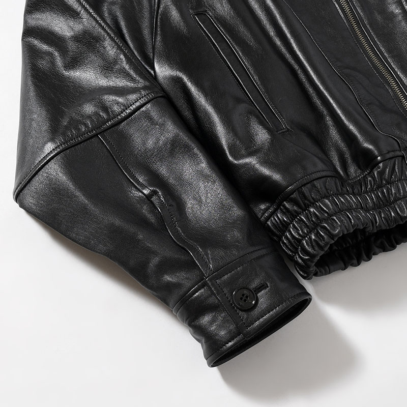 VEIL LEATHER JACKET -BLACK-