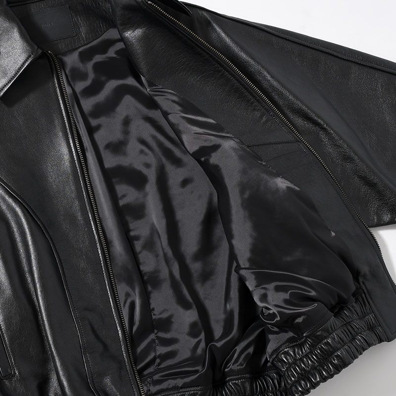VEIL LEATHER JACKET -BLACK-