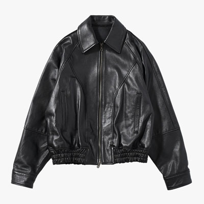 VEIL LEATHER JACKET -BLACK-