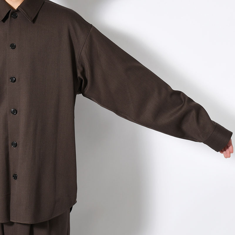WIDE FIT WOOL TWILL SHIRT -2.COLOR-