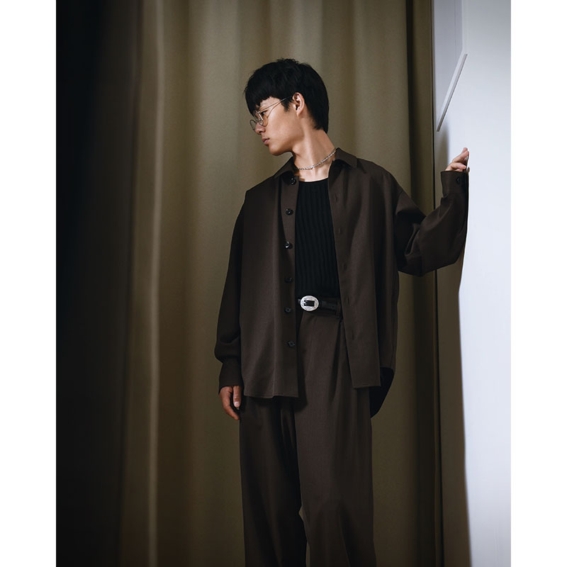WIDE FIT WOOL TWILL SHIRT -2.COLOR-