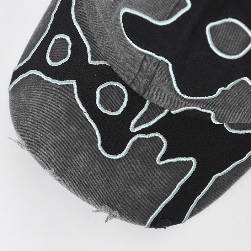 LOCKE DENIM APPLIQUE BASEBALL CAP -FADED BLACK-