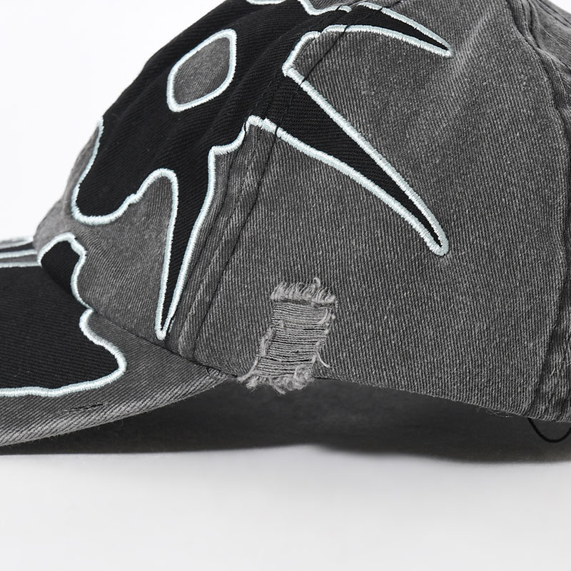 LOCKE DENIM APPLIQUE BASEBALL CAP -FADED BLACK-