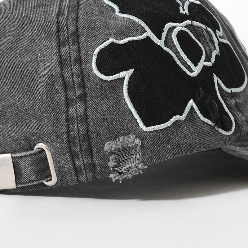 LOCKE DENIM APPLIQUE BASEBALL CAP -FADED BLACK-