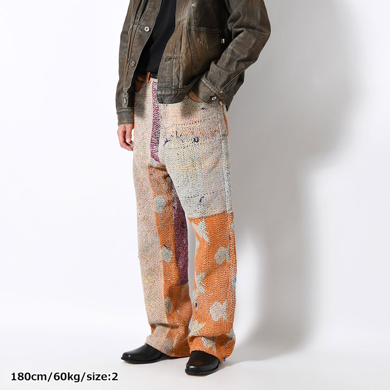 KANTHA QUILT 5 POCKET PANTS Size:2 -TYPE:A-