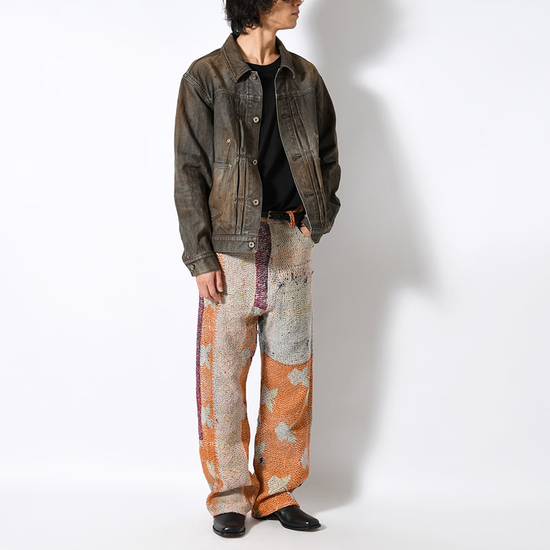 KANTHA QUILT 5 POCKET PANTS Size:2 -TYPE:A-