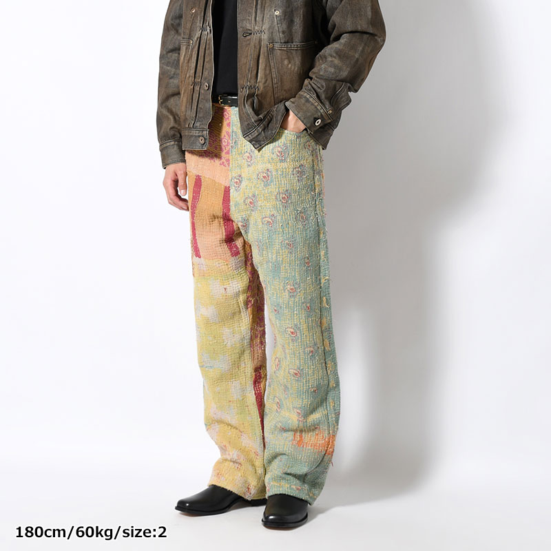 KANTHA QUILT 5 POCKET PANTS Size:2 -TYPE:B-