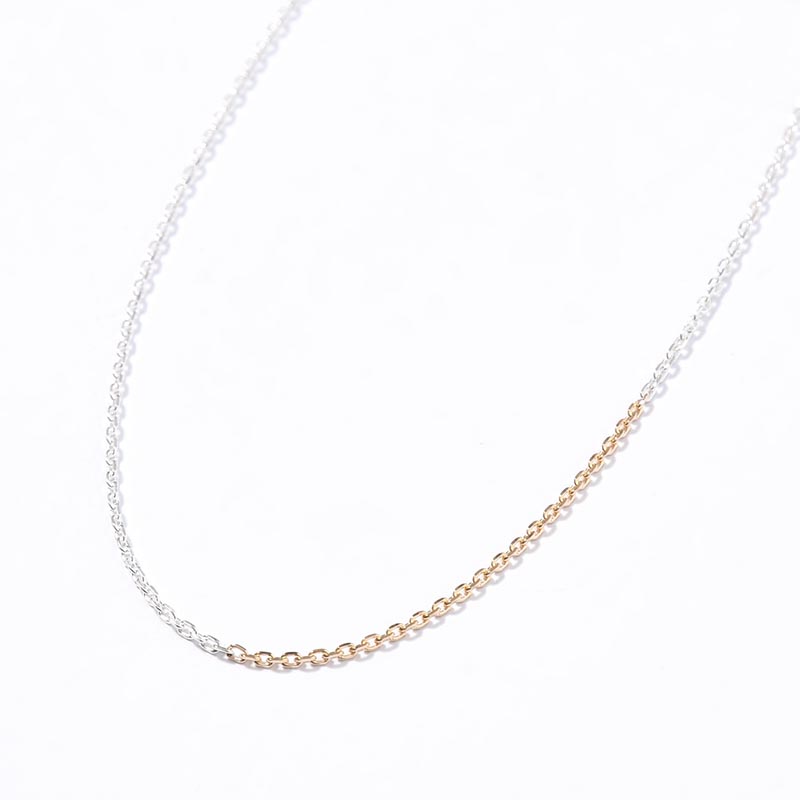 MIX CHAIN NECKLACE (1POINT GOLD) -SILVER-