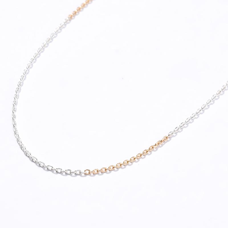 MIX CHAIN NECKLACE (2POINT GOLD) -SILVER-