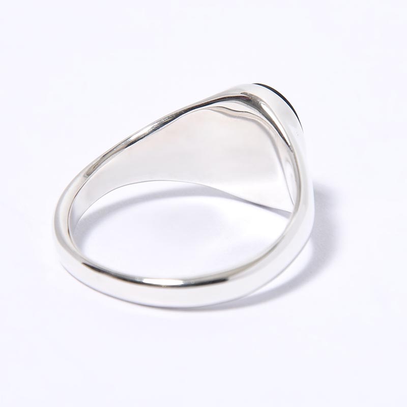 SIGNET OVAL RING(S) / ONYX -SILVER-