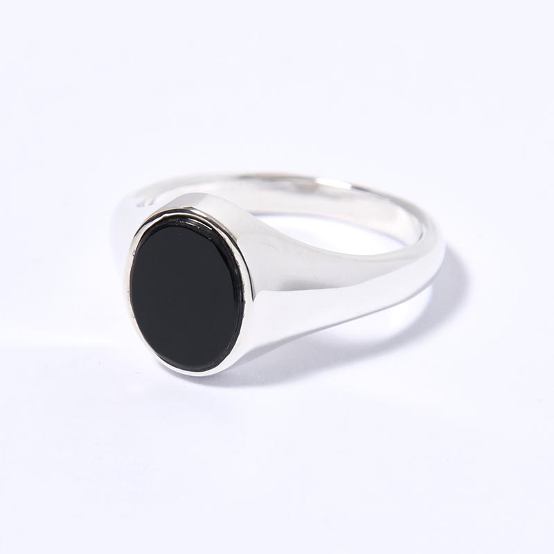 SIGNET OVAL RING(M) / ONYX -SILVER-