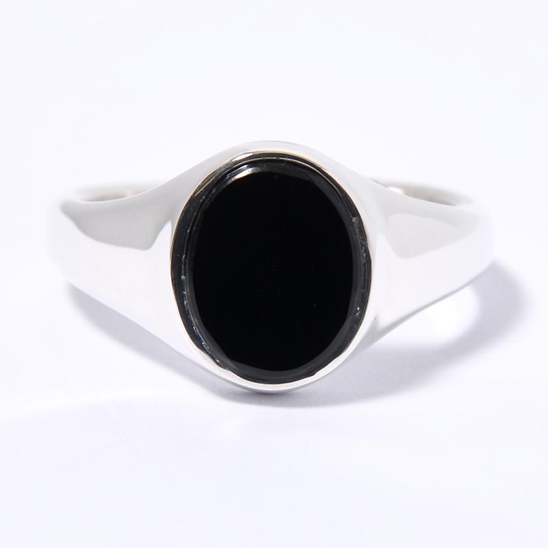 SIGNET OVAL RING(M) / ONYX -SILVER-