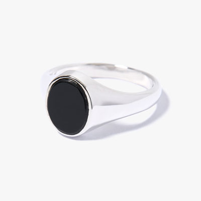 SIGNET OVAL RING(M) / ONYX -SILVER-