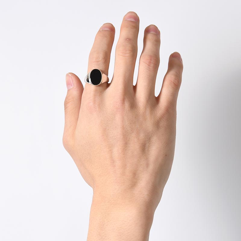 SIGNET OVAL RING(L) / ONYX -SILVER-