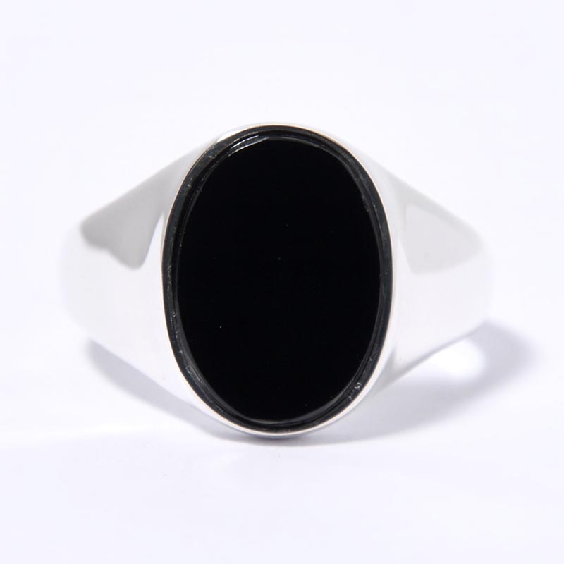 SIGNET OVAL RING(L) / ONYX -SILVER-