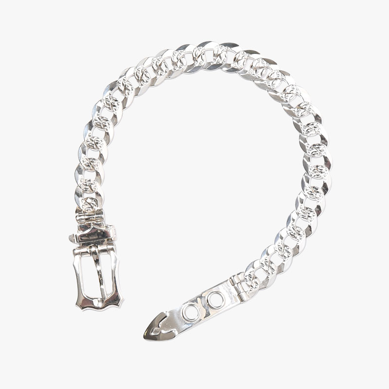 NEW CURB CHAIN VICTORIAN BUCKLE BRACELET -SILVER-