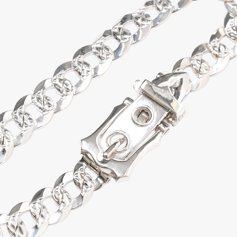 NEW CURB CHAIN VICTORIAN BUCKLE BRACELET -SILVER-
