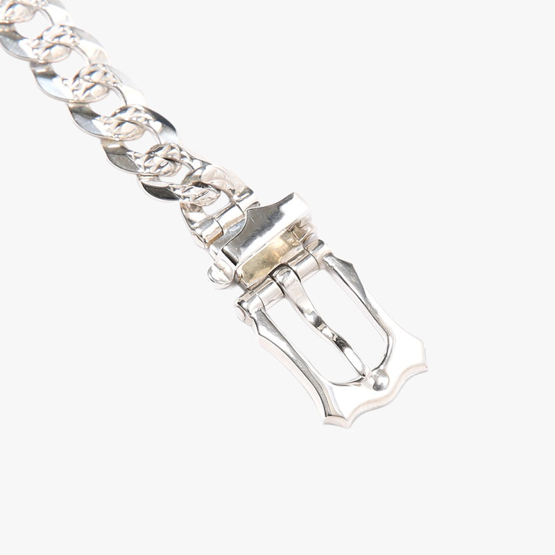 NEW CURB CHAIN VICTORIAN BUCKLE BRACELET -SILVER-