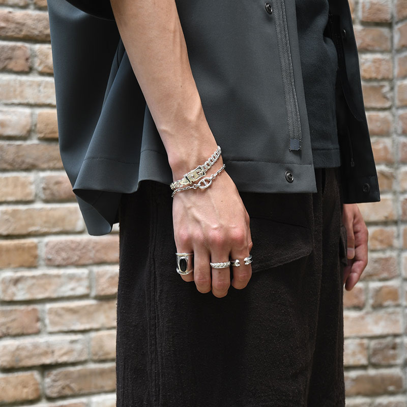 NEW CURB CHAIN VICTORIAN BUCKLE BRACELET -SILVER-