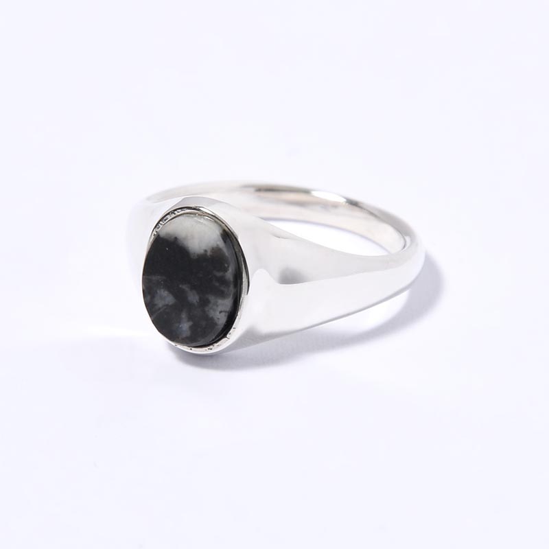 SIGNET OVAL RING(S) / ZEBRA JASPER -SILVER-