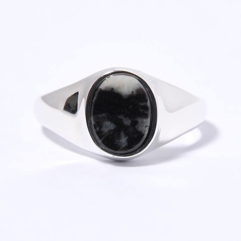 SIGNET OVAL RING(S) / ZEBRA JASPER -SILVER-