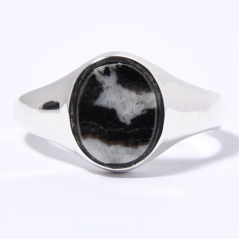 SIGNET OVAL RING(M) / ZEBRA JASPER -SILVER-