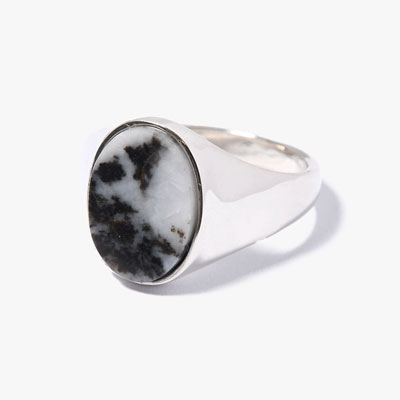 SIGNET OVAL RING(L) / ZEBRA JASPER -SILVER-