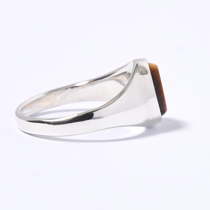 SIGNET OVAL RING(S) / TIGER EYE -SILVER-