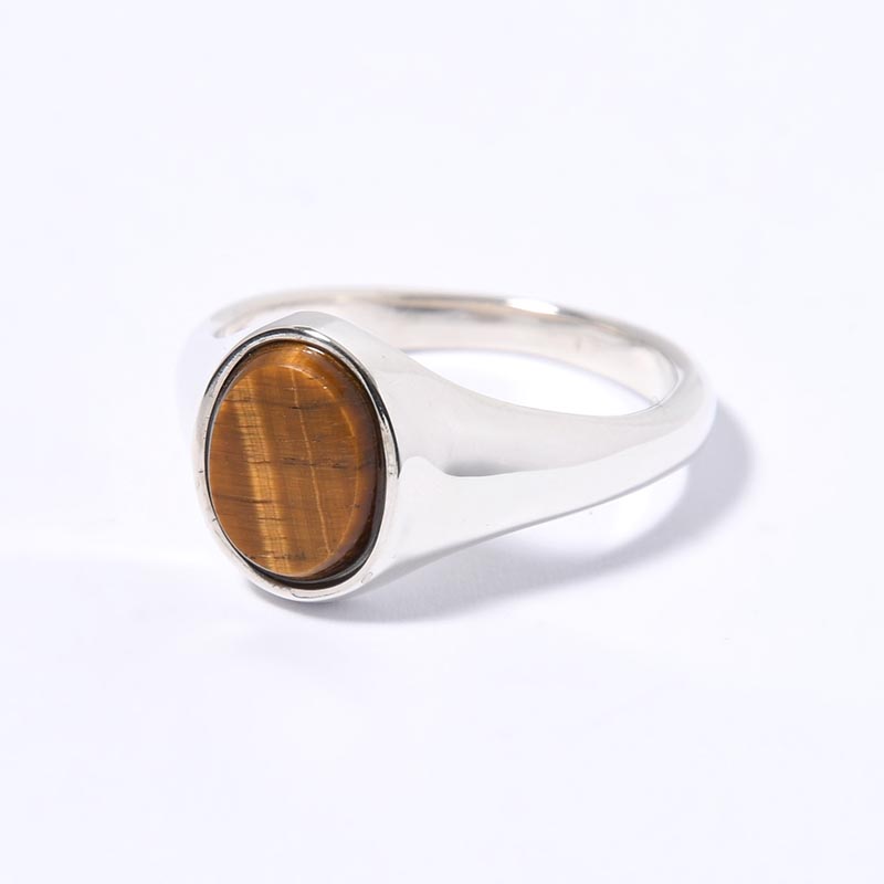 SIGNET OVAL RING(M) / TIGER EYE -SILVER-