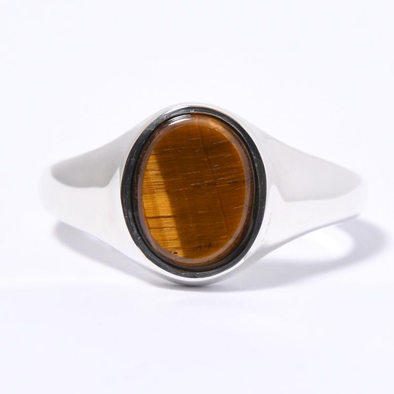 SIGNET OVAL RING(M) / TIGER EYE -SILVER-