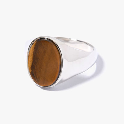 SIGNET OVAL RING(L) / TIGER EYE -SILVER-