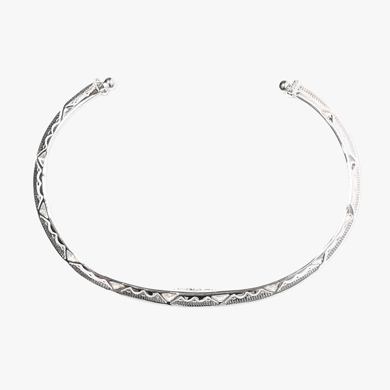DOUBLE FACE ETHNOS BANGLE -SILVER-