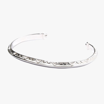 DOUBLE FACE ETHNOS BANGLE -SILVER-