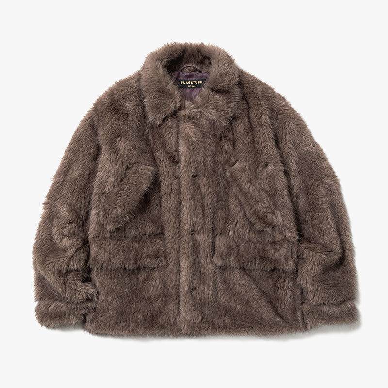 FUR COAT -BROWN-