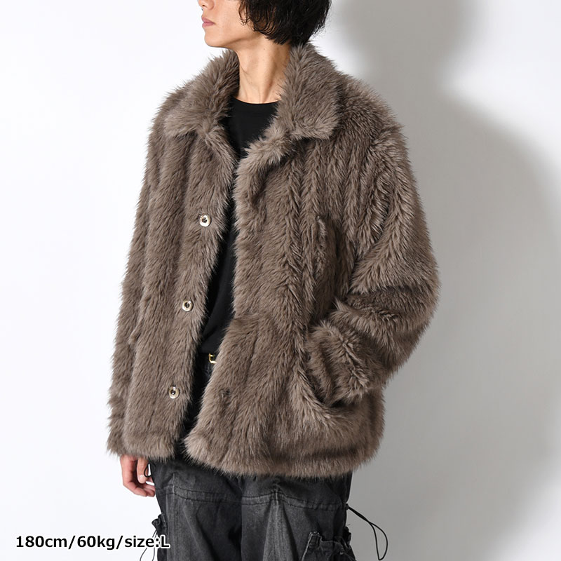 FUR COAT -BROWN-