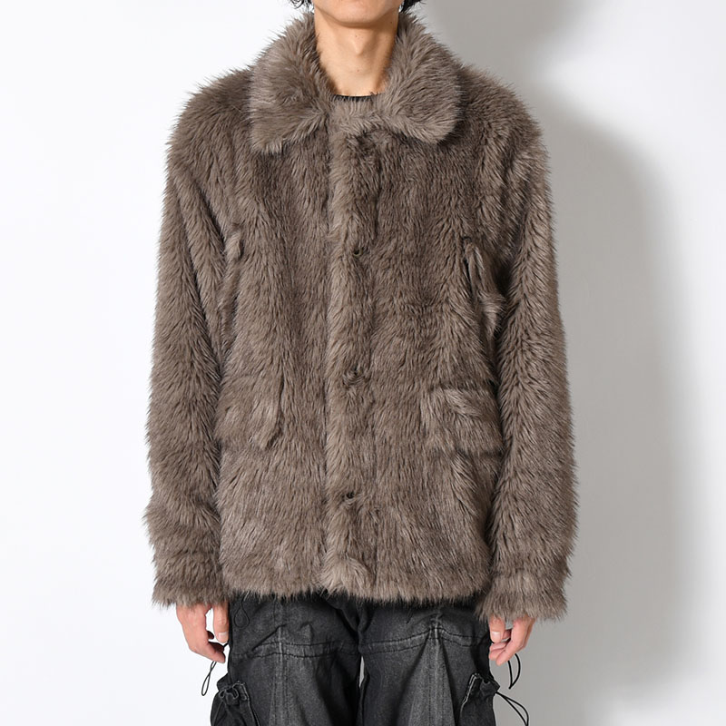 FUR COAT -BROWN-